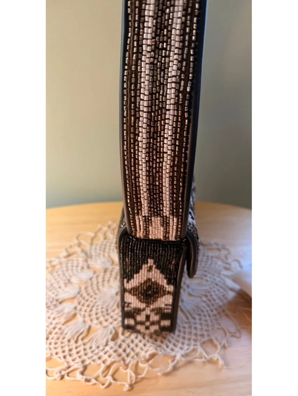 STAUD Zermatt Beaded Shoulder Bag with Geometric Pattern